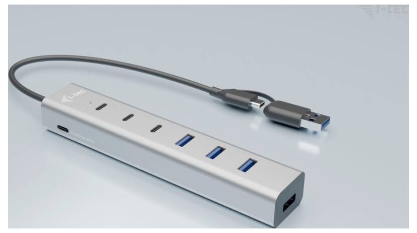 I-tec CAHUBMETAL7 7 Port USB-Kombi-Hub Grau