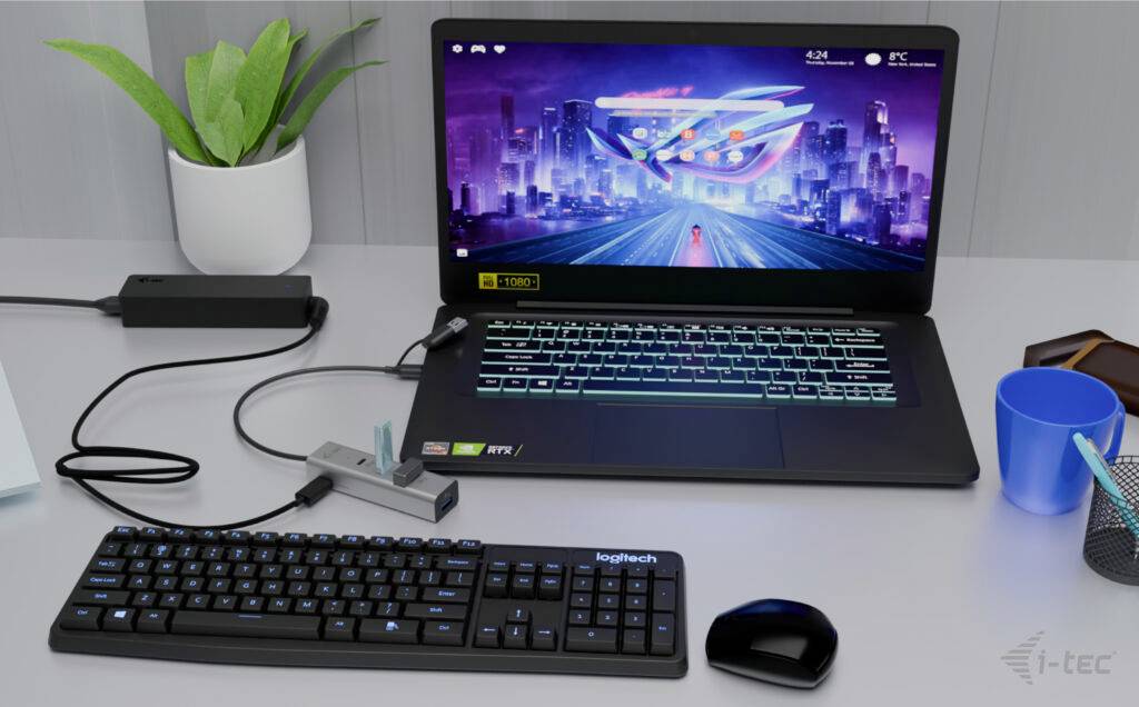 i-tec CAHUBMETAL2A2CPD 4 Port USB-Kombi-Hub Silber