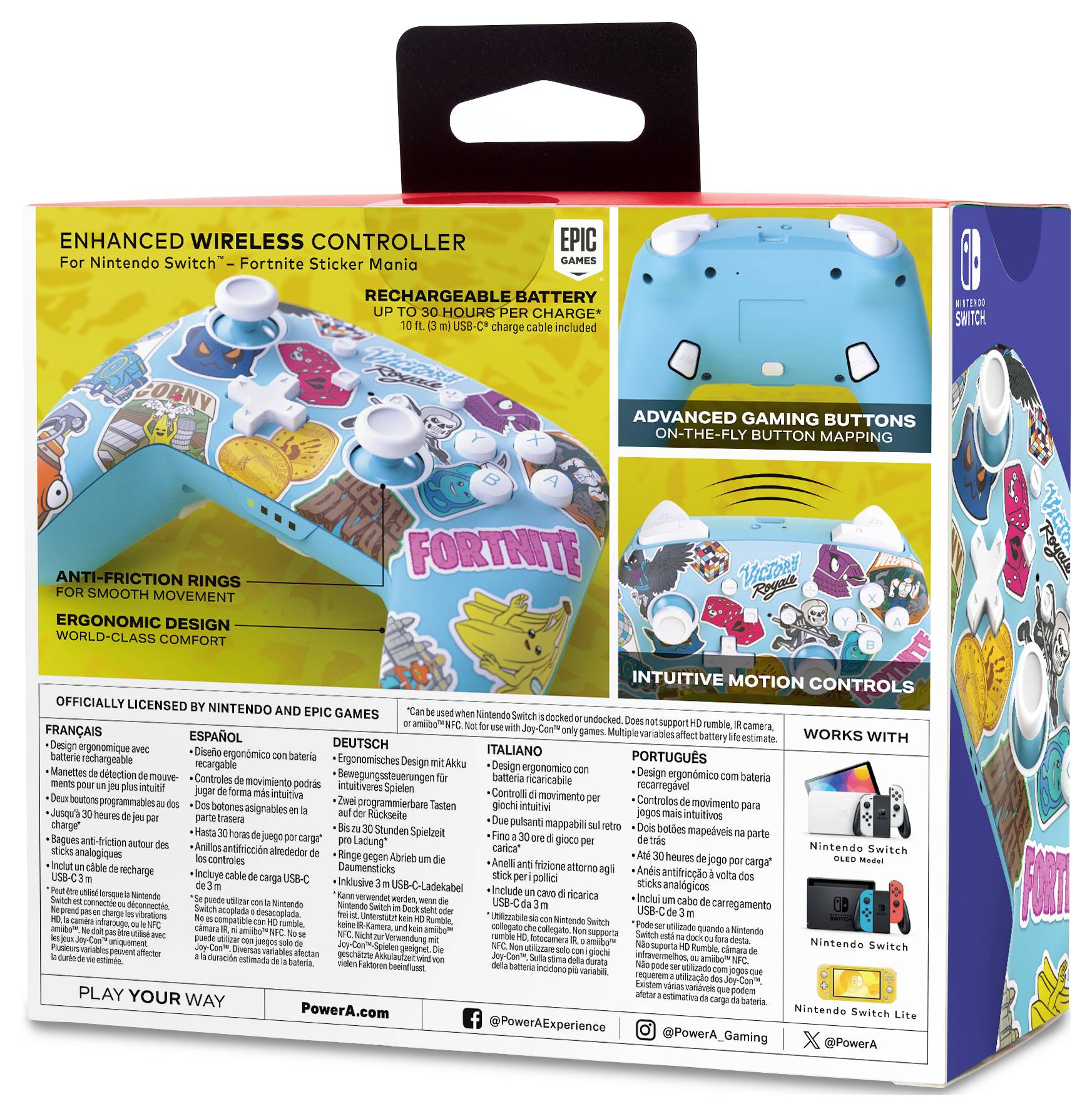 Power A "Fortnite Sticker Mania" Controller Nintendo Switch, Nintendo Switch Lite, Nintendo Switch OLED