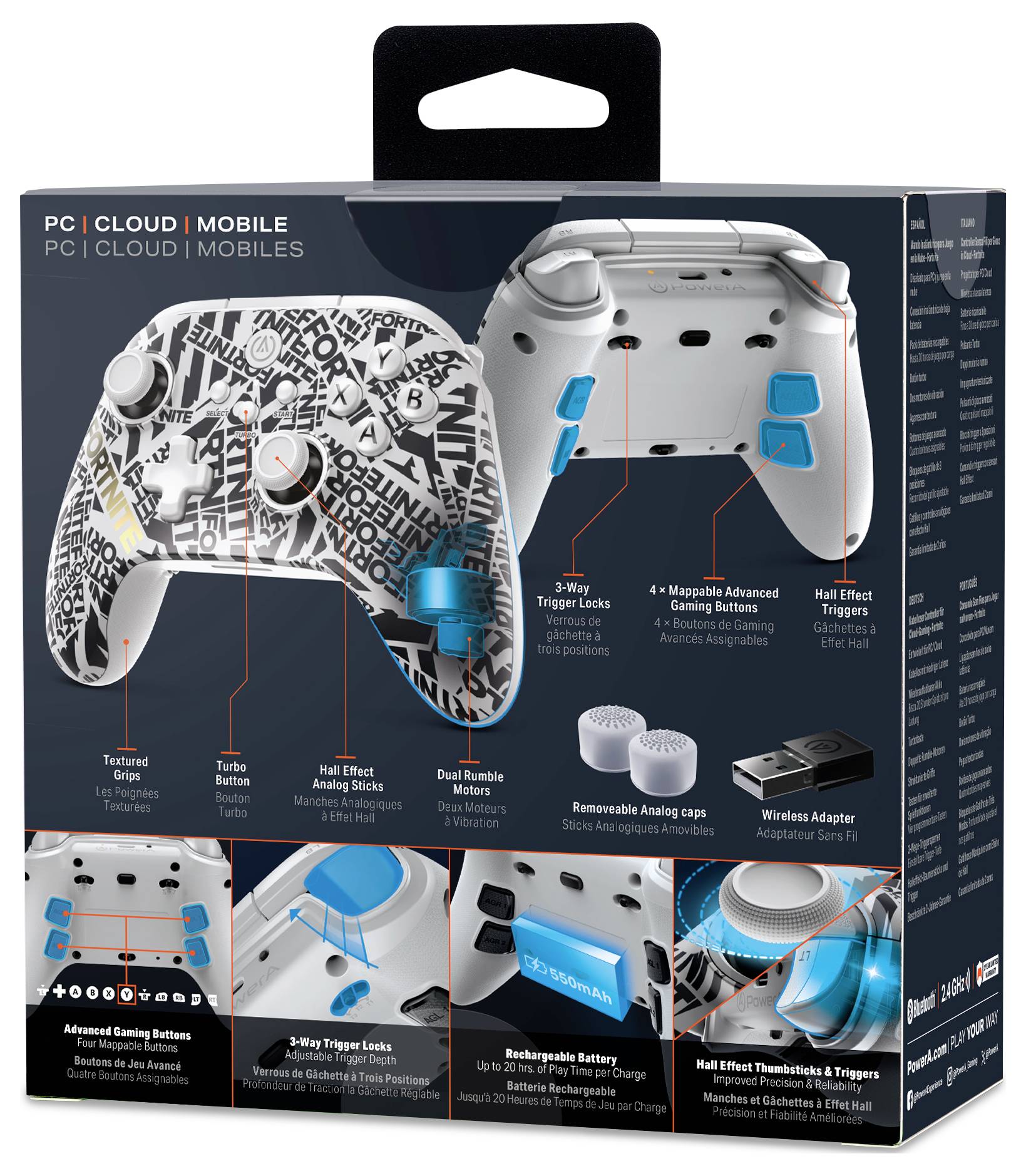 Power A OPS v1 "Fortnite Edition" Controller PC, Xbox Series X, Xbox Series S, Android, iOS Weiß, Schwarz