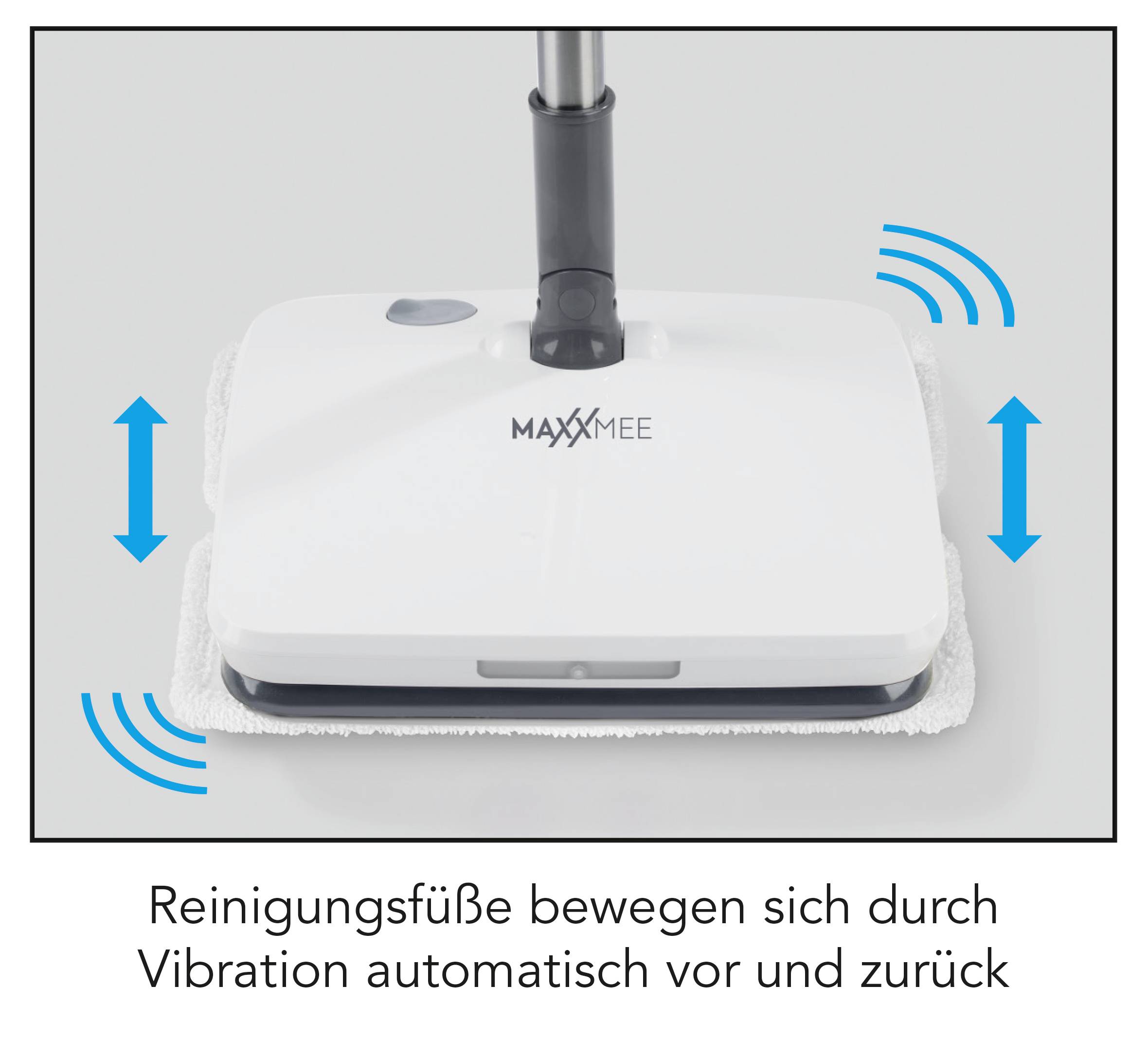 Maxxmee 00469 Akku-Vibrationsmopp Bodenwischer Weiß, Grau 1St.