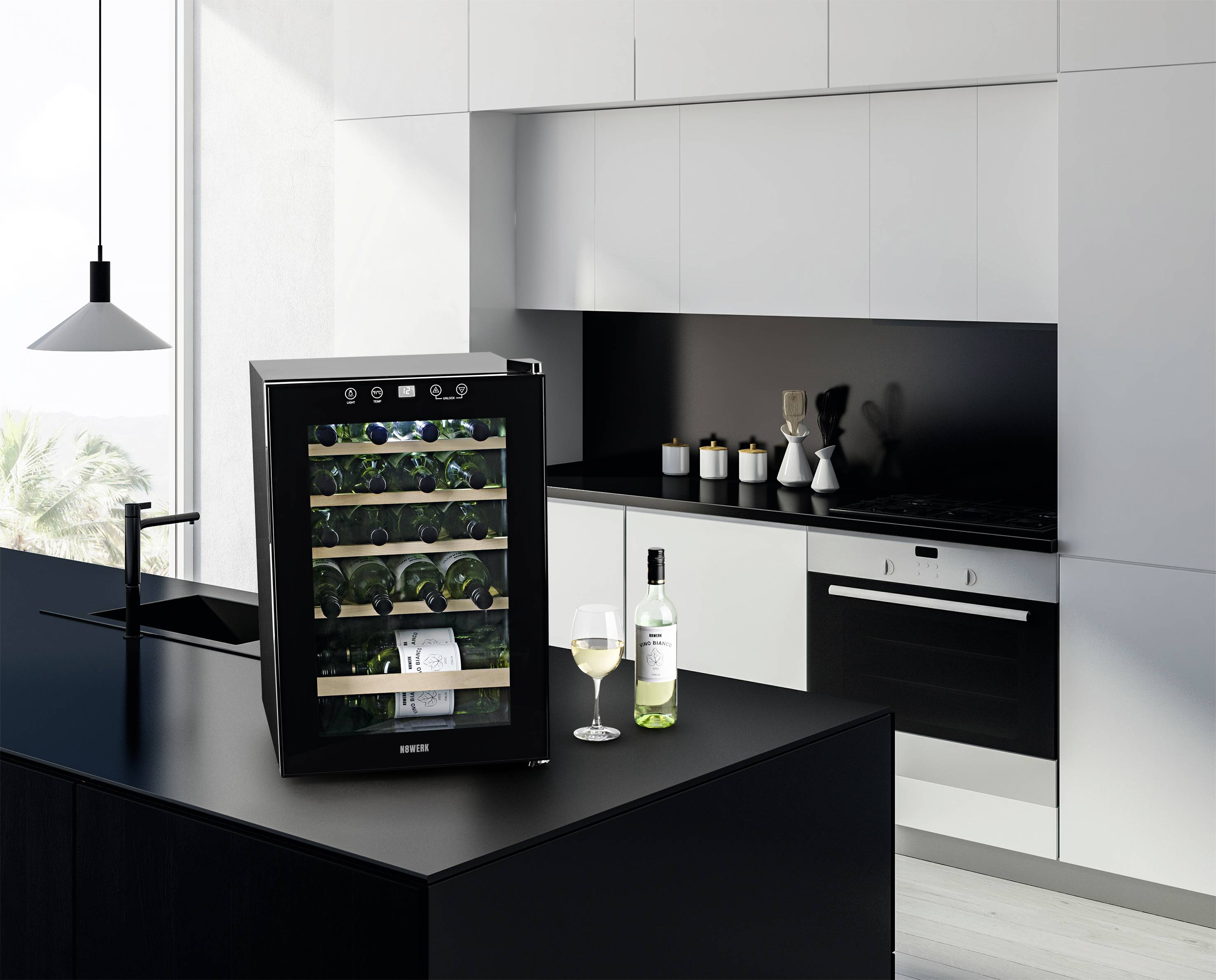 N8WERK JC-62E/HC Glaskühlschrank 62l EEK: G (A - G) Standgerät Schwarz