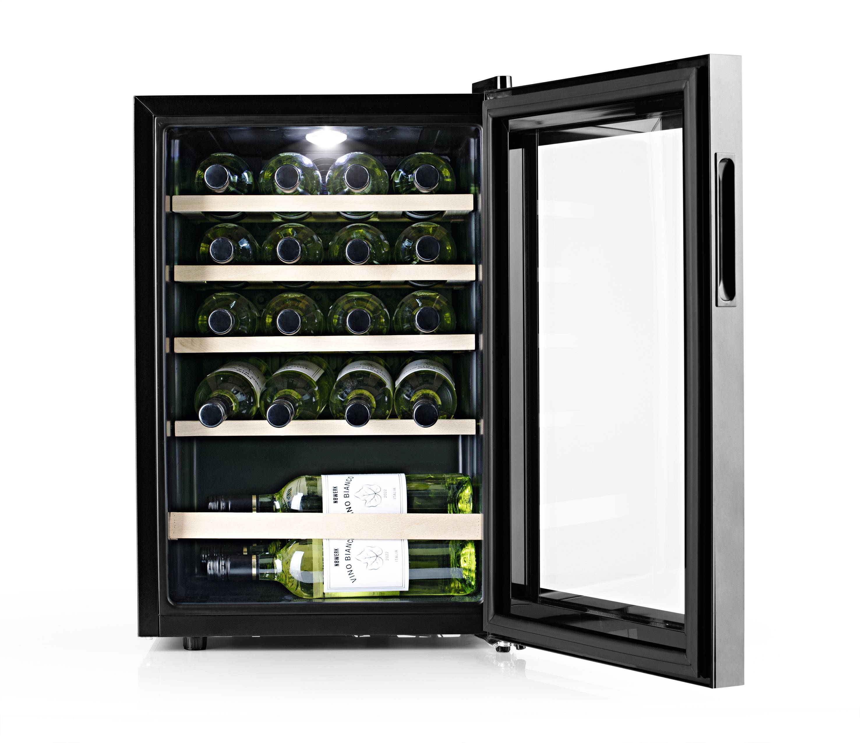 N8WERK JC-62E/HC Glaskühlschrank 62l EEK: G (A - G) Standgerät Schwarz