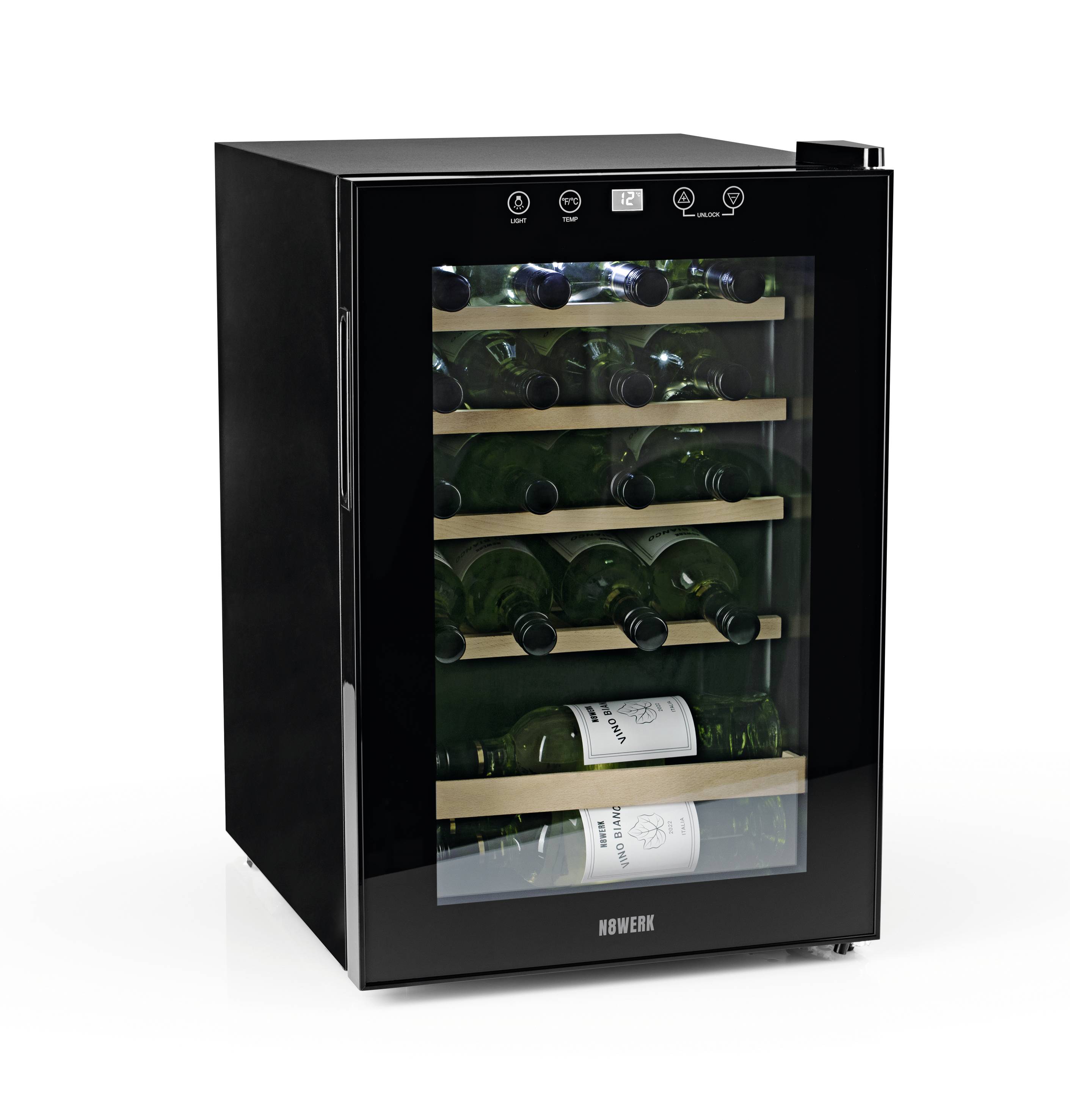 N8WERK JC-62E/HC Glaskühlschrank 62l EEK: G (A - G) Standgerät Schwarz