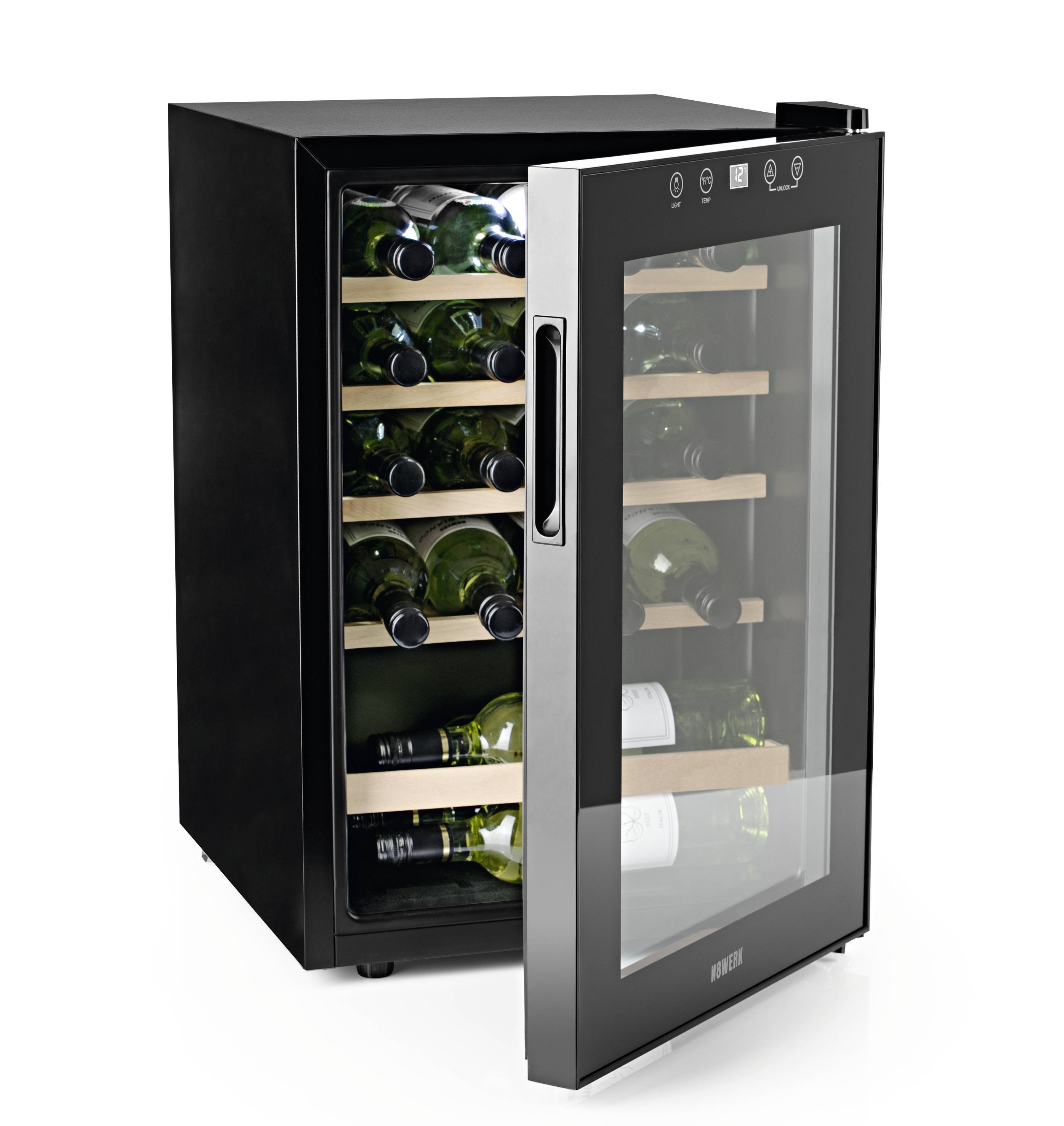 N8WERK JC-62E/HC Glaskühlschrank 62l EEK: G (A - G) Standgerät Schwarz