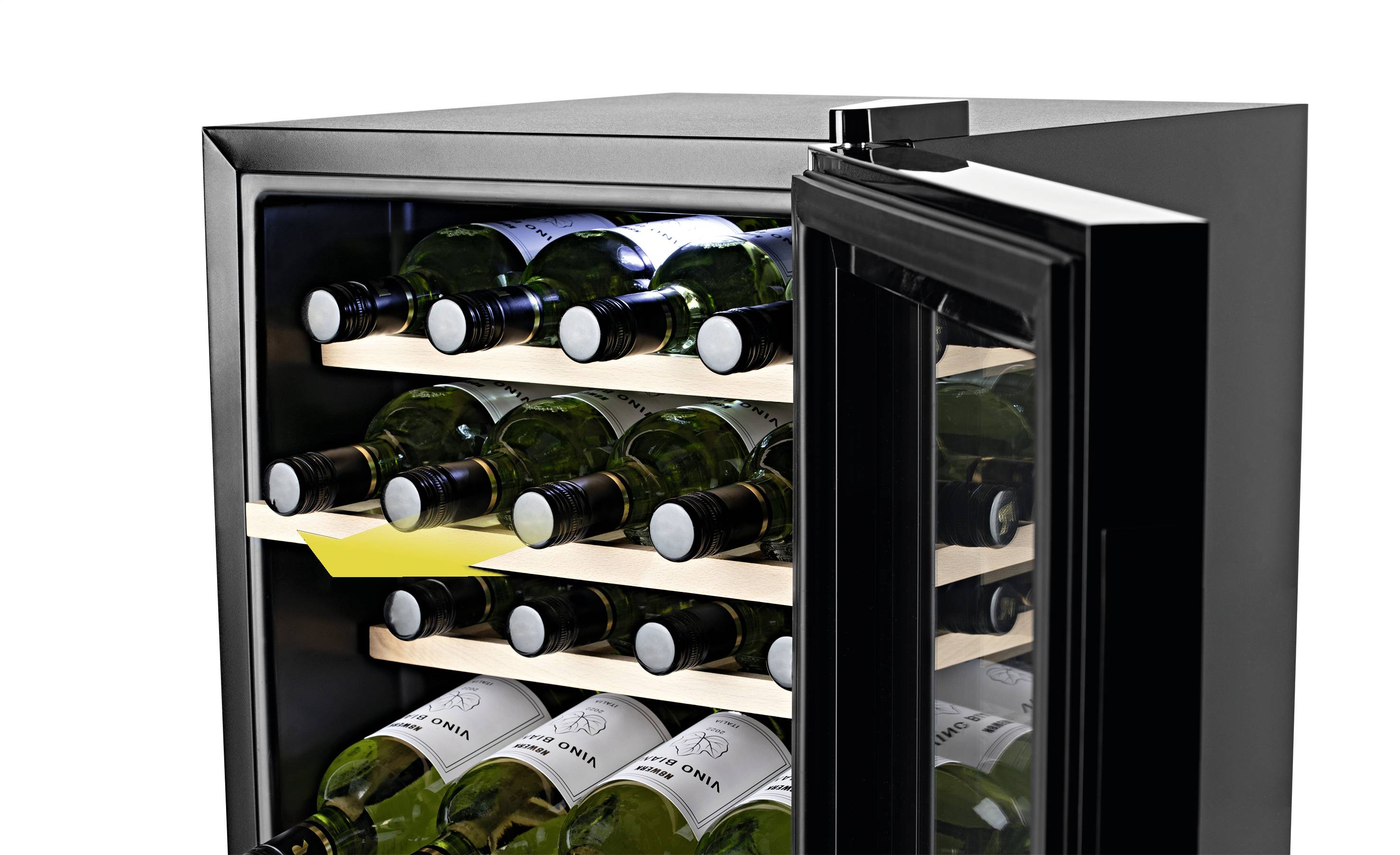 N8WERK JC-62E/HC Glaskühlschrank 62l EEK: G (A - G) Standgerät Schwarz