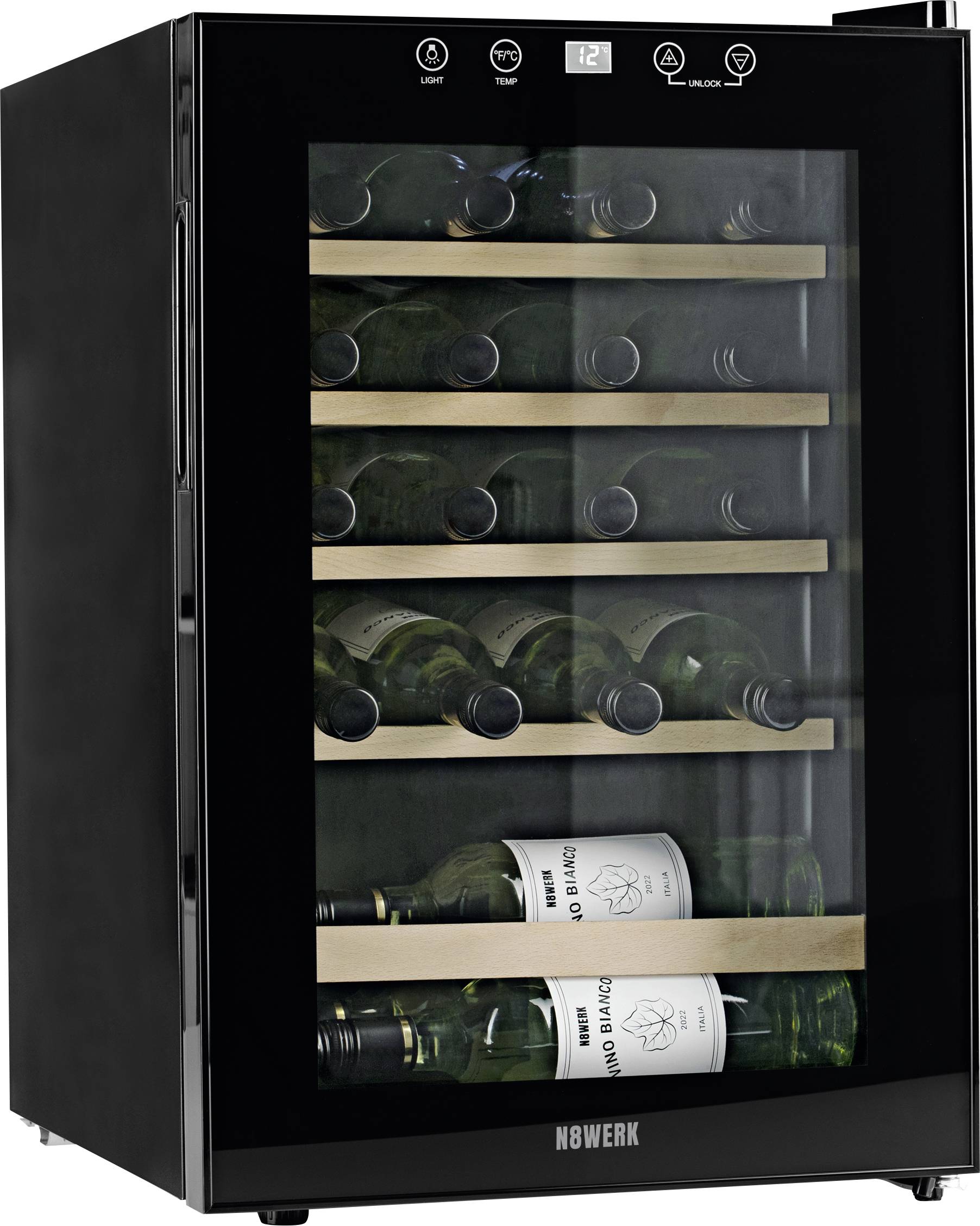 N8WERK JC-62E/HC Glaskühlschrank 62l EEK: G (A - G) Standgerät Schwarz