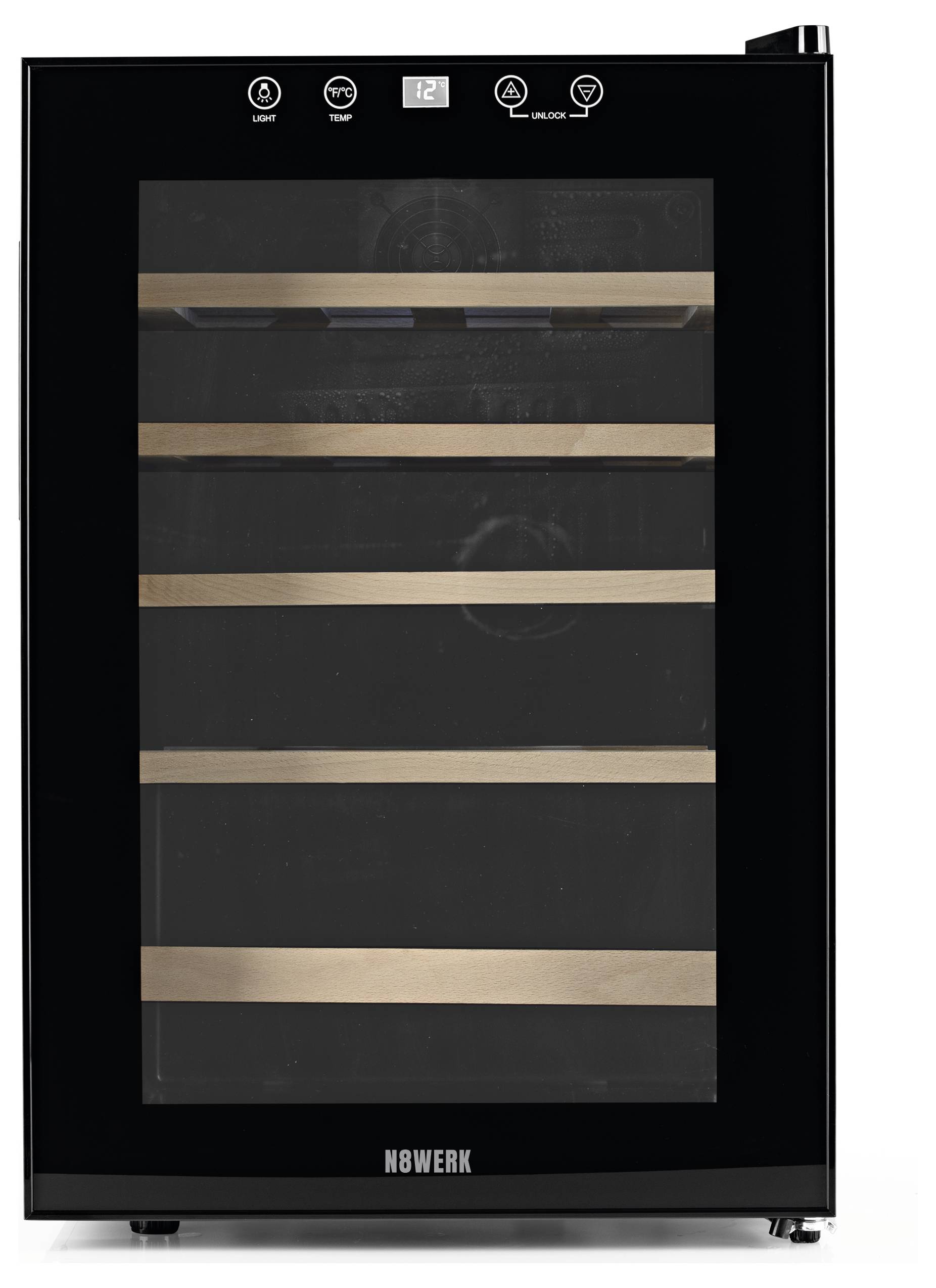 N8WERK JC-62E/HC Glaskühlschrank 62l EEK: G (A - G) Standgerät Schwarz