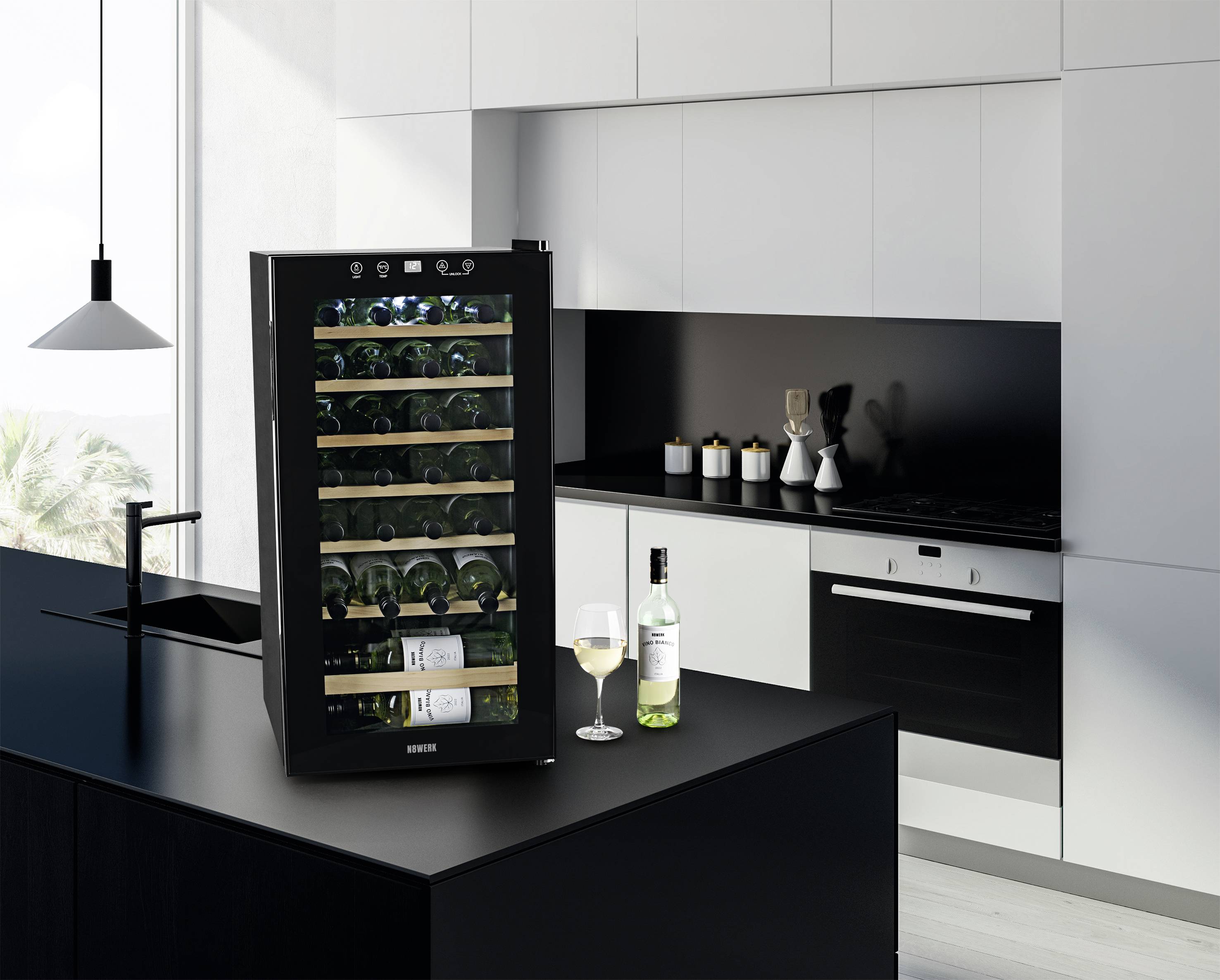 N8WERK JC-88E/HC Glaskühlschrank 88l EEK: G (A - G) Standgerät Schwarz