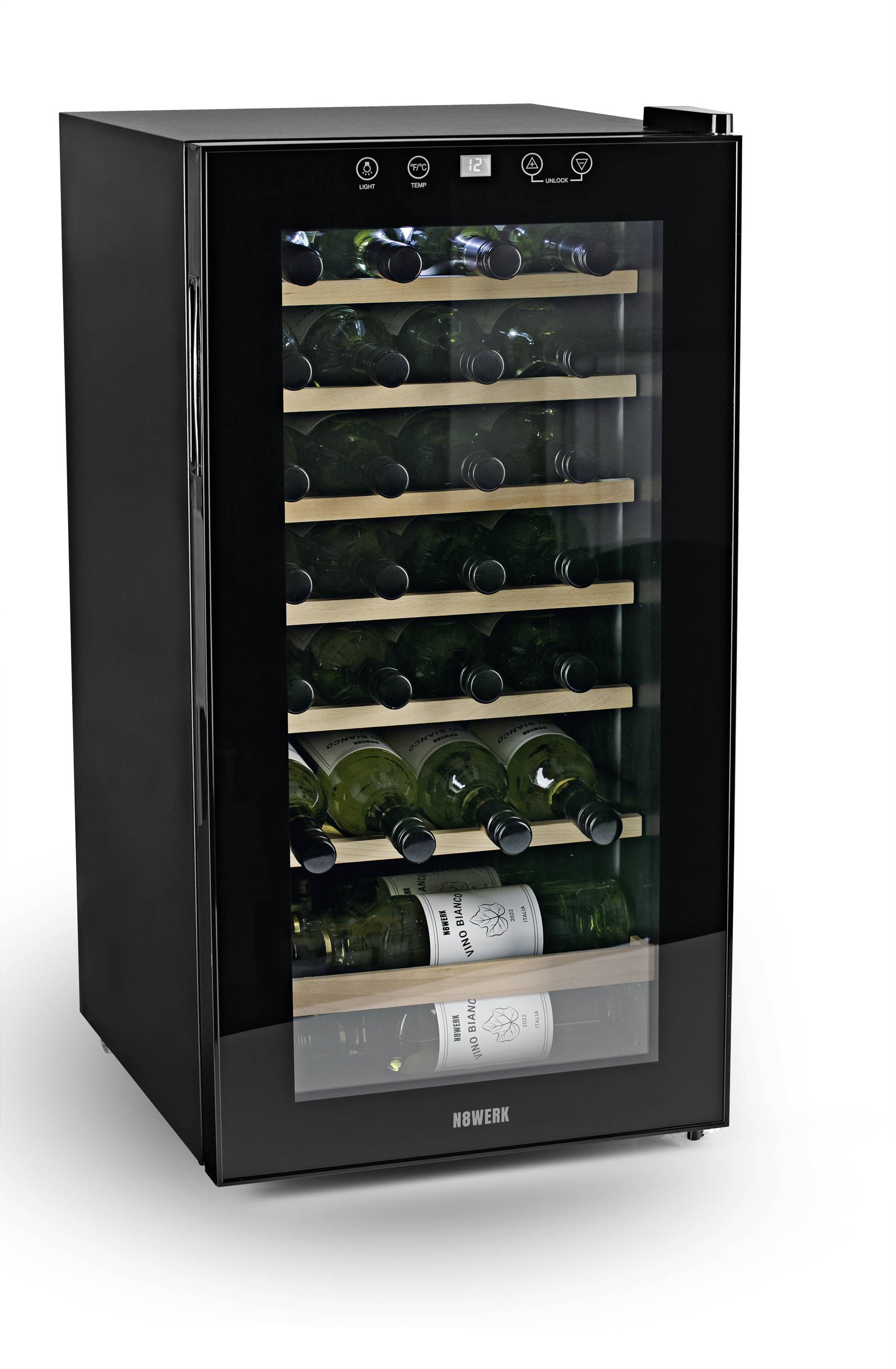 N8WERK JC-88E/HC Glaskühlschrank 88l EEK: G (A - G) Standgerät Schwarz