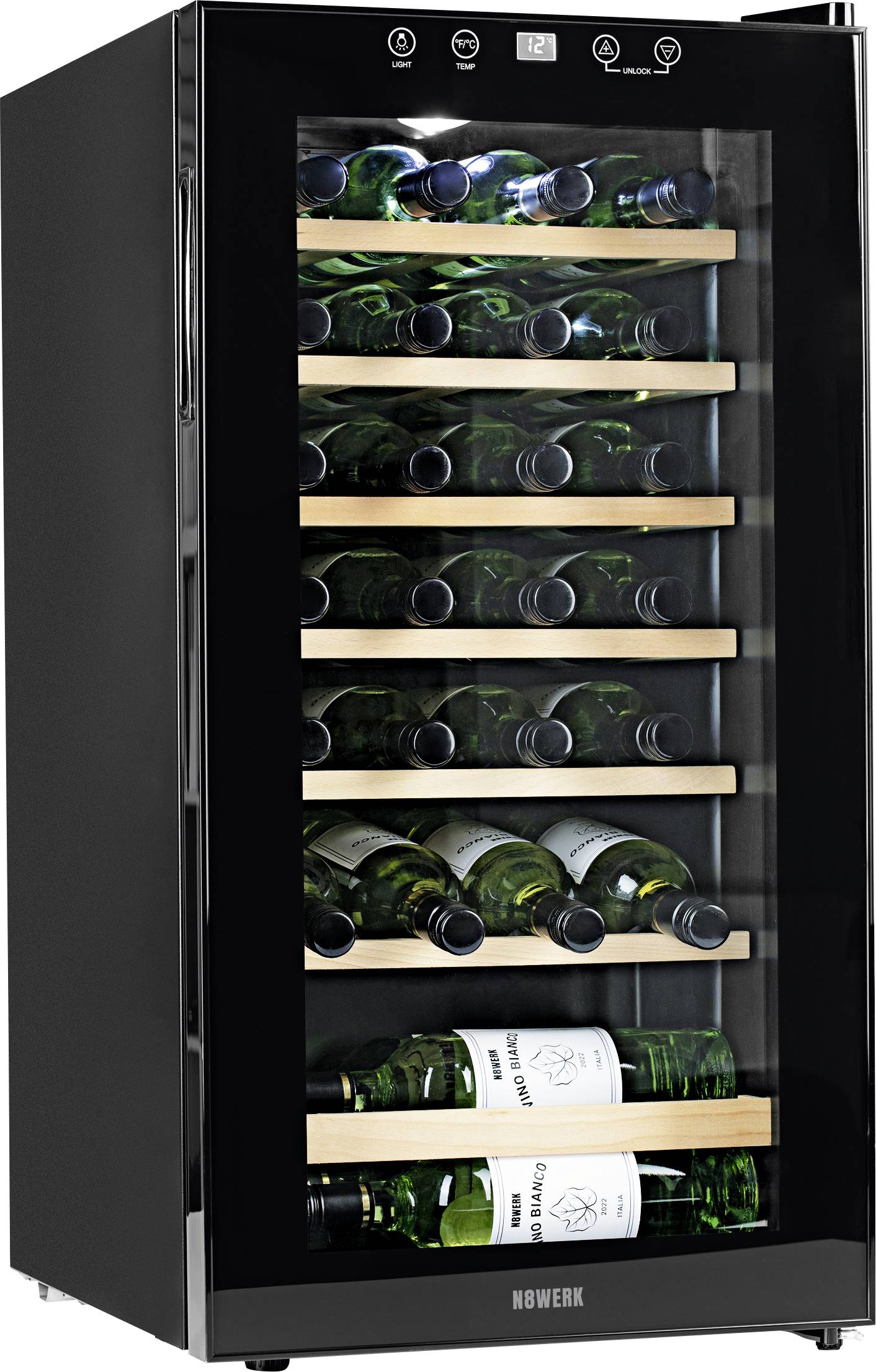 N8WERK JC-88E/HC Glaskühlschrank 88l EEK: G (A - G) Standgerät Schwarz