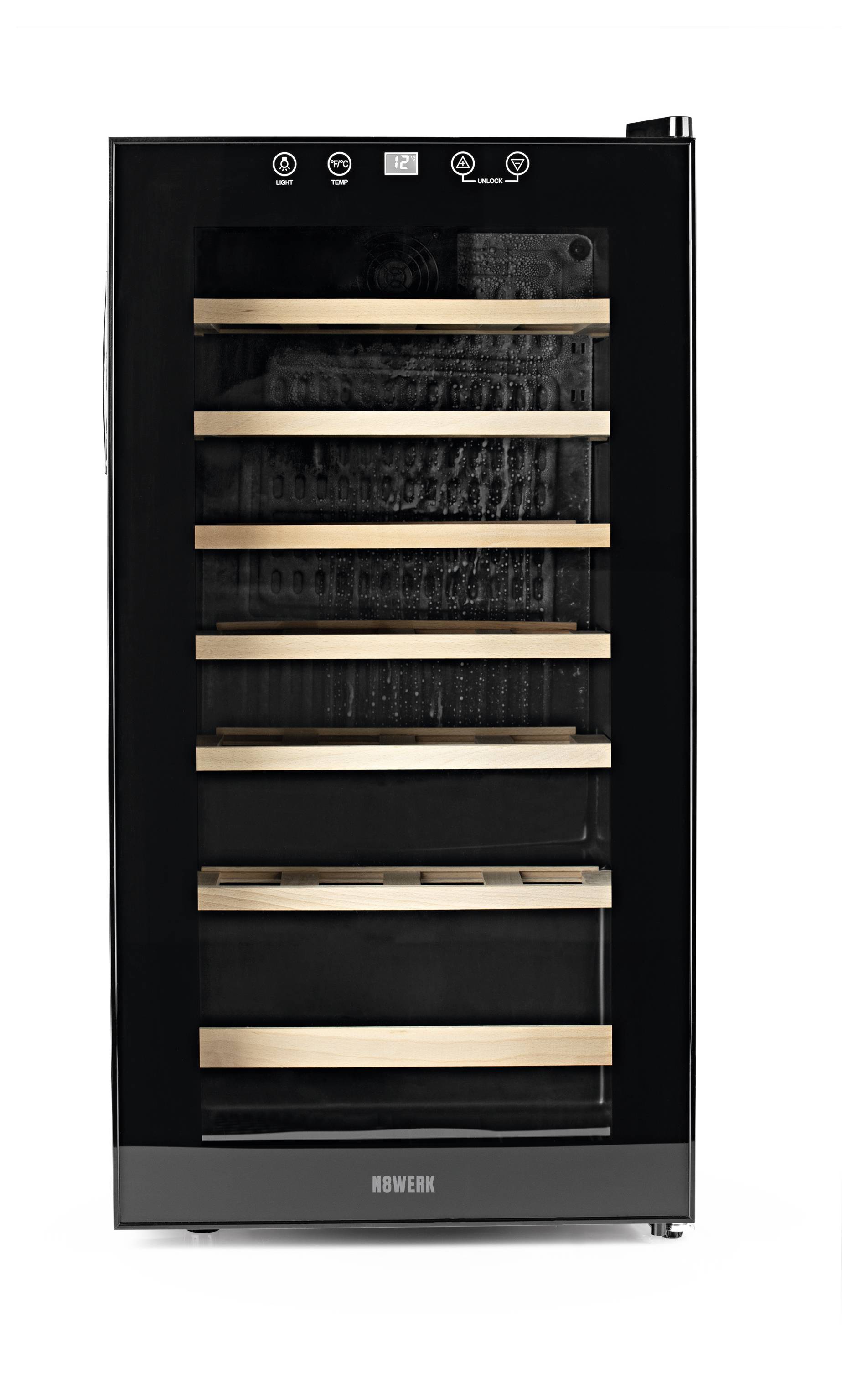 N8WERK JC-88E/HC Glaskühlschrank 88l EEK: G (A - G) Standgerät Schwarz