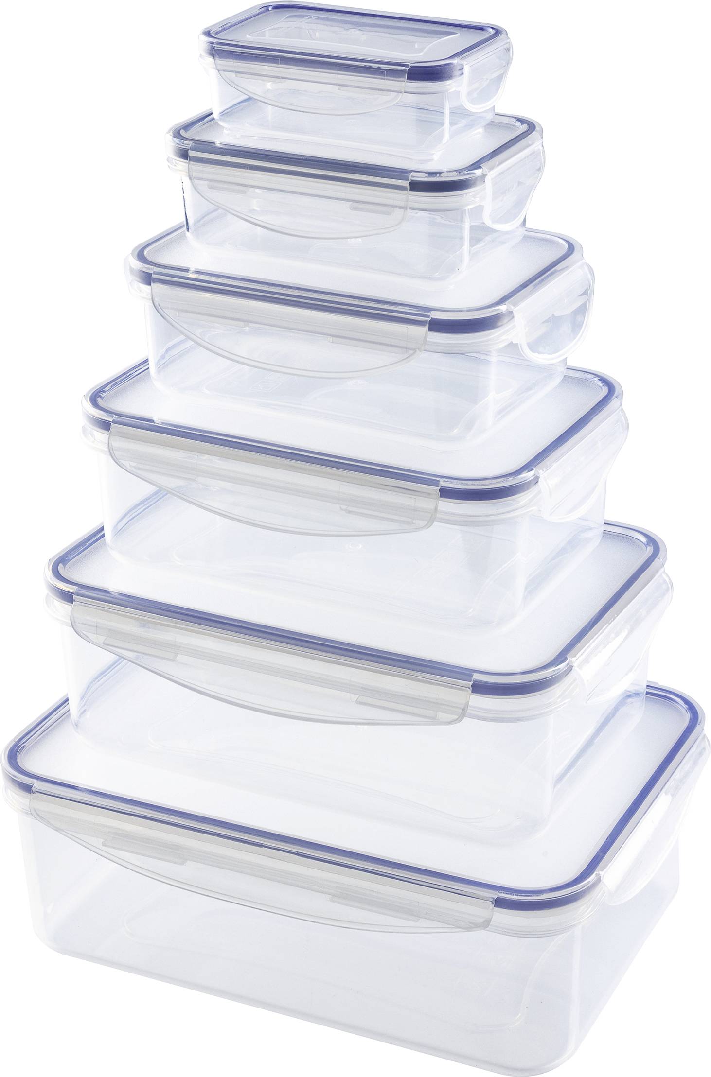 GourmetMaxx Aufbewahrungsbehälter 6er Set PP, Silikon Transparent, Blau 14943