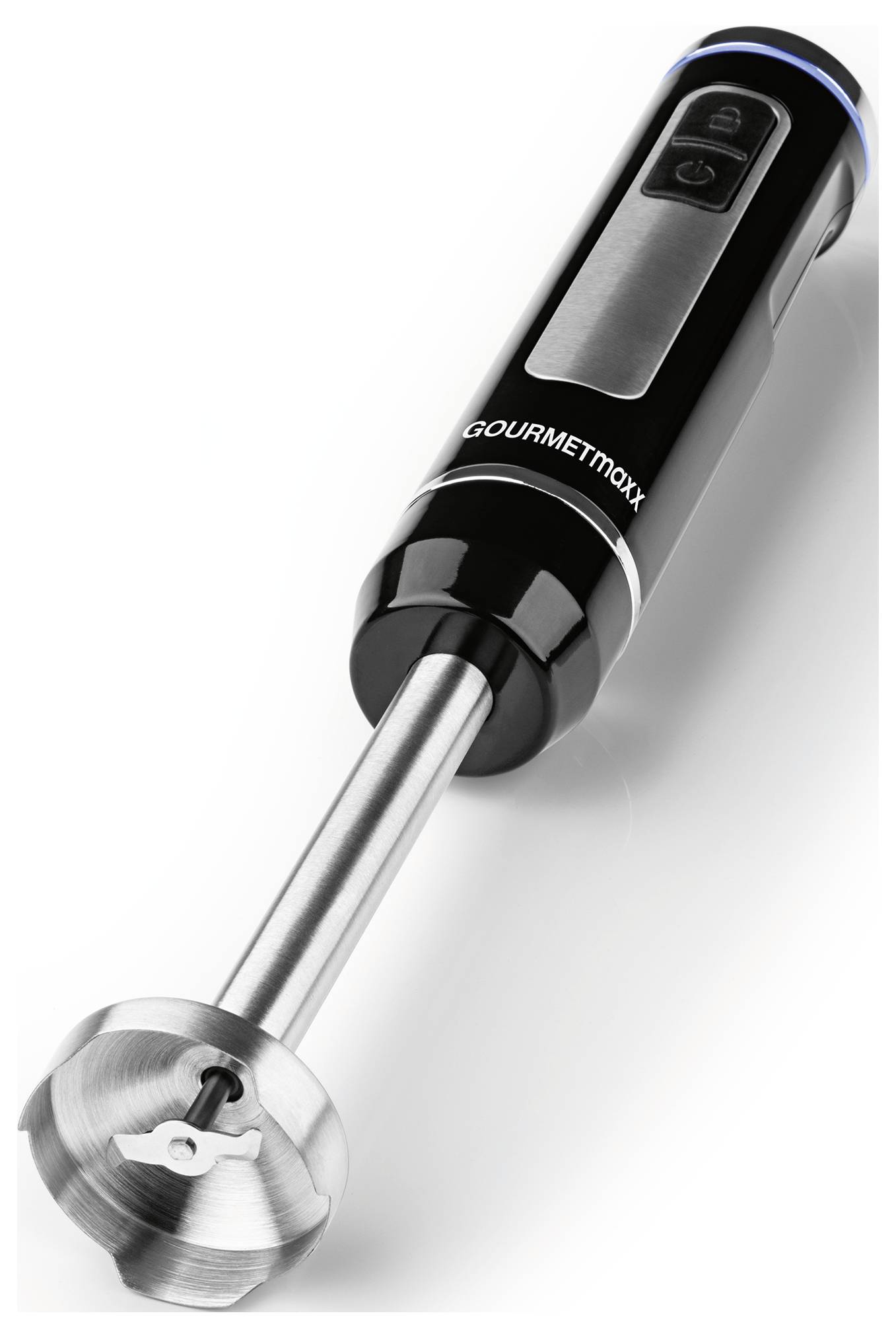 GourmetMaxx Stabmixer 200W akkubetrieben, mit Zerkleinereraufsatz, Schneebesenaufsatz, inkl. Mixaufsatz Schwarz, Silber