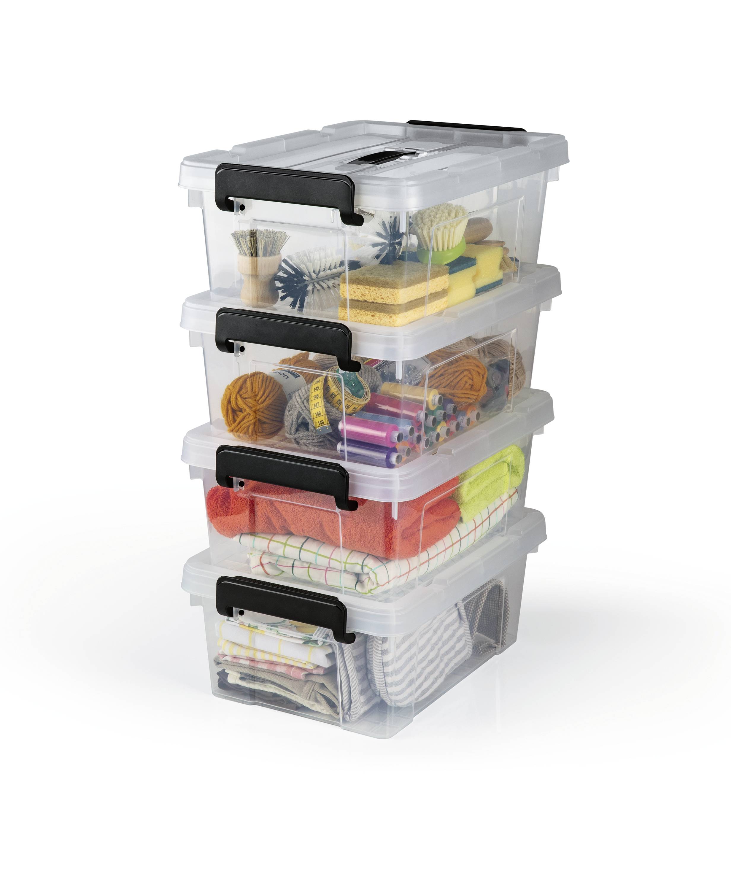 Easymaxx 15016 Aufbewahrungsbehälter Transparent, Schwarz 4St.