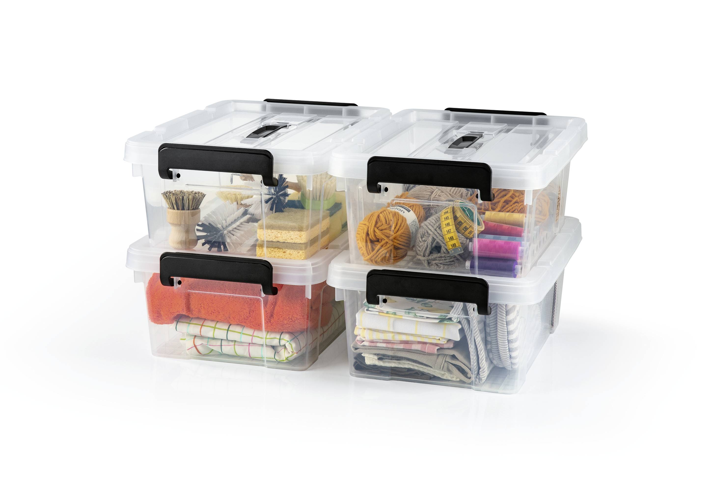 Easymaxx 15016 Aufbewahrungsbehälter Transparent, Schwarz 4St.