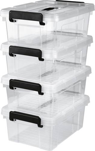 Easymaxx 15016 Aufbewahrungsbehälter Transparent, Schwarz 4 St.