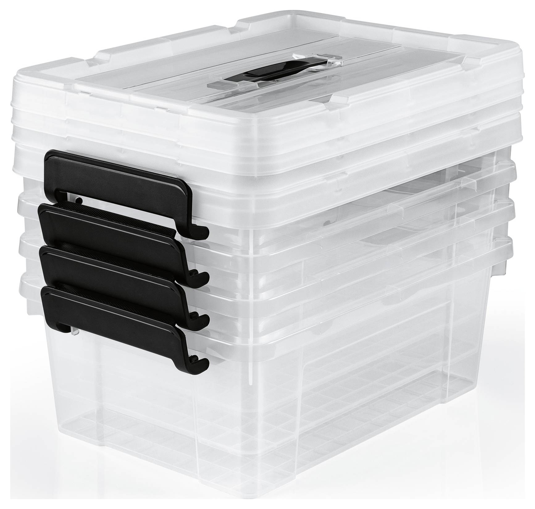 Easymaxx 15016 Aufbewahrungsbehälter Transparent, Schwarz 4St.