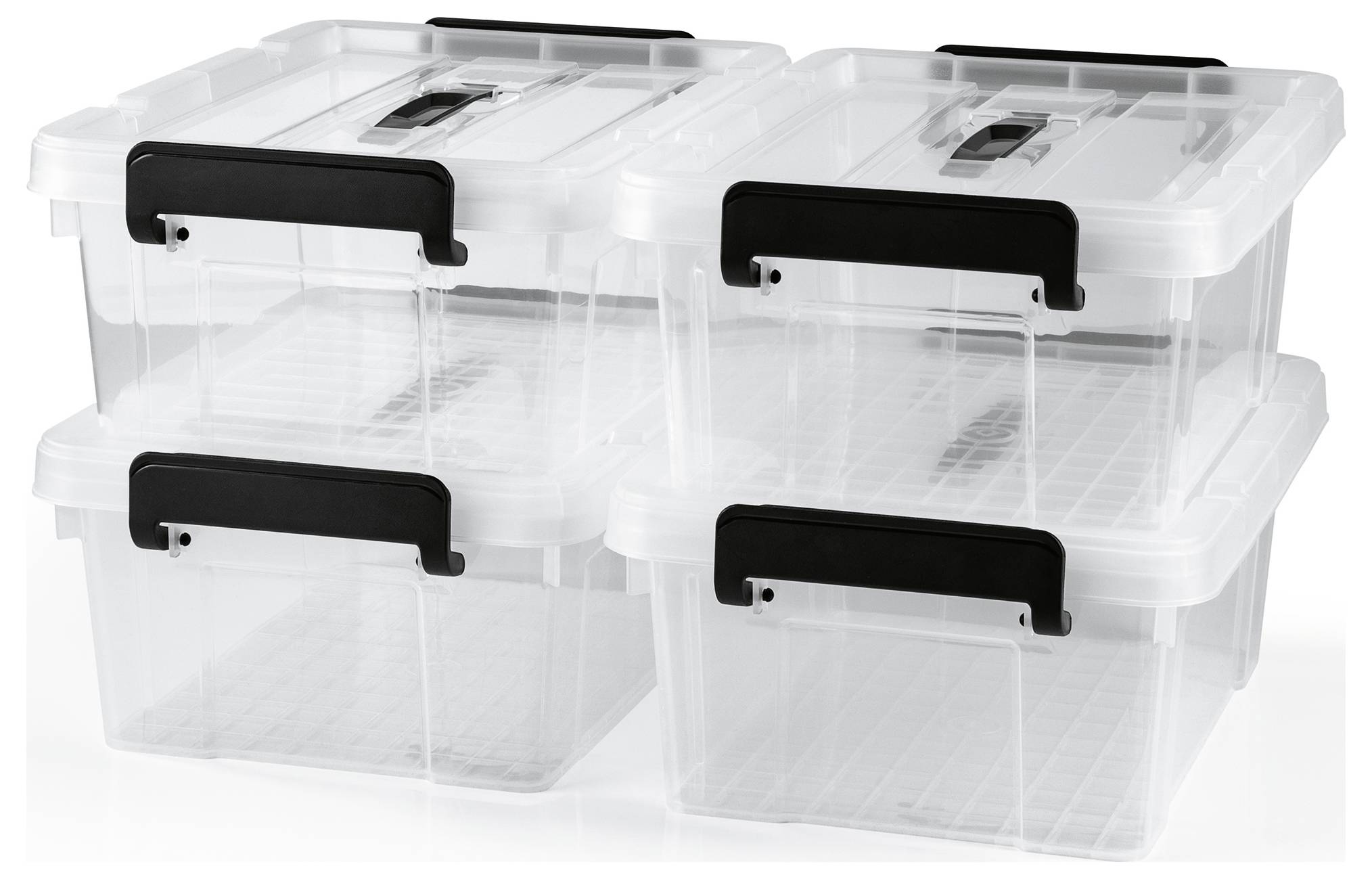 Easymaxx 15016 Aufbewahrungsbehälter Transparent, Schwarz 4St.