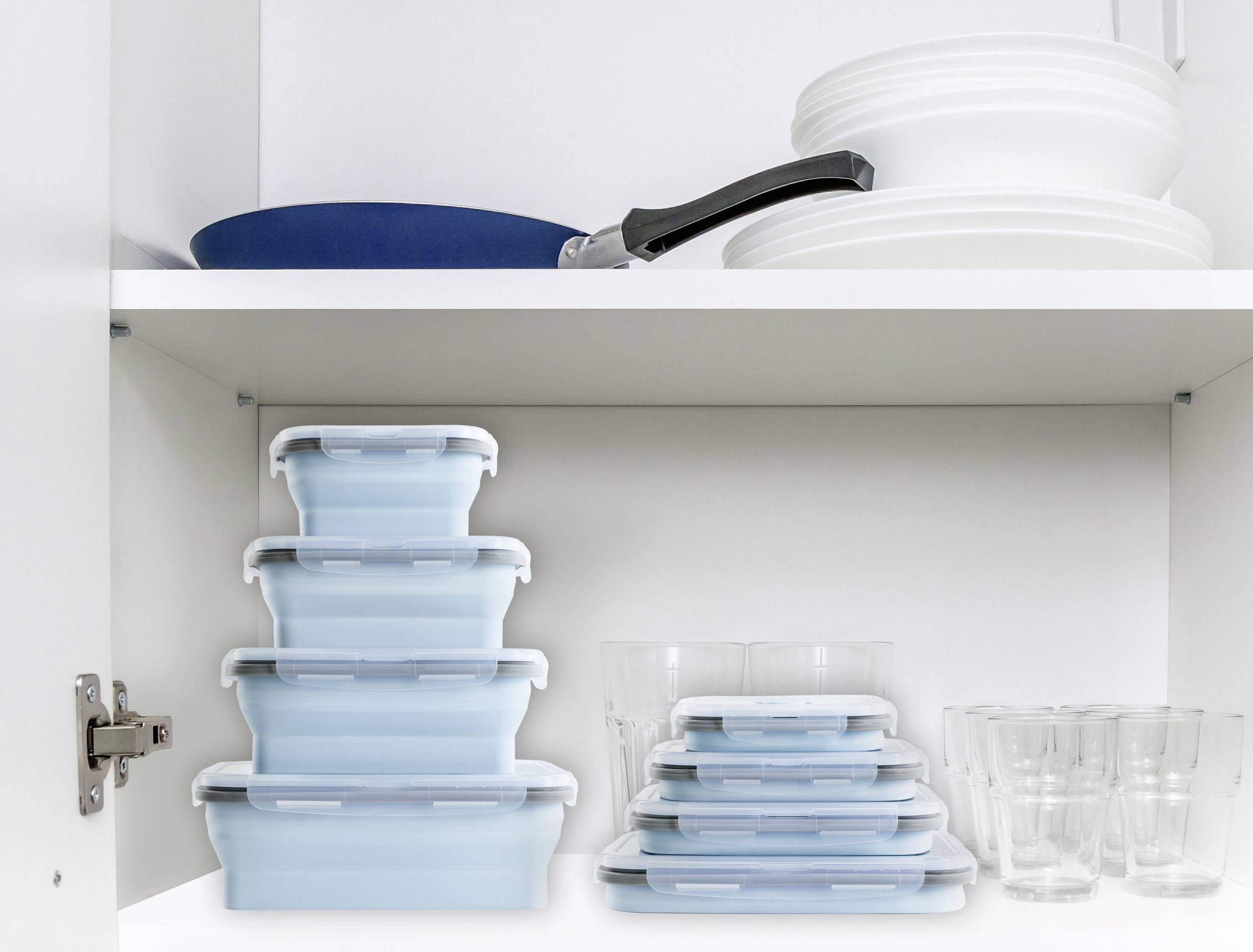 GourmetMaxx Aufbewahrungsbehälter 4er Set Silikon Hellblau 15096