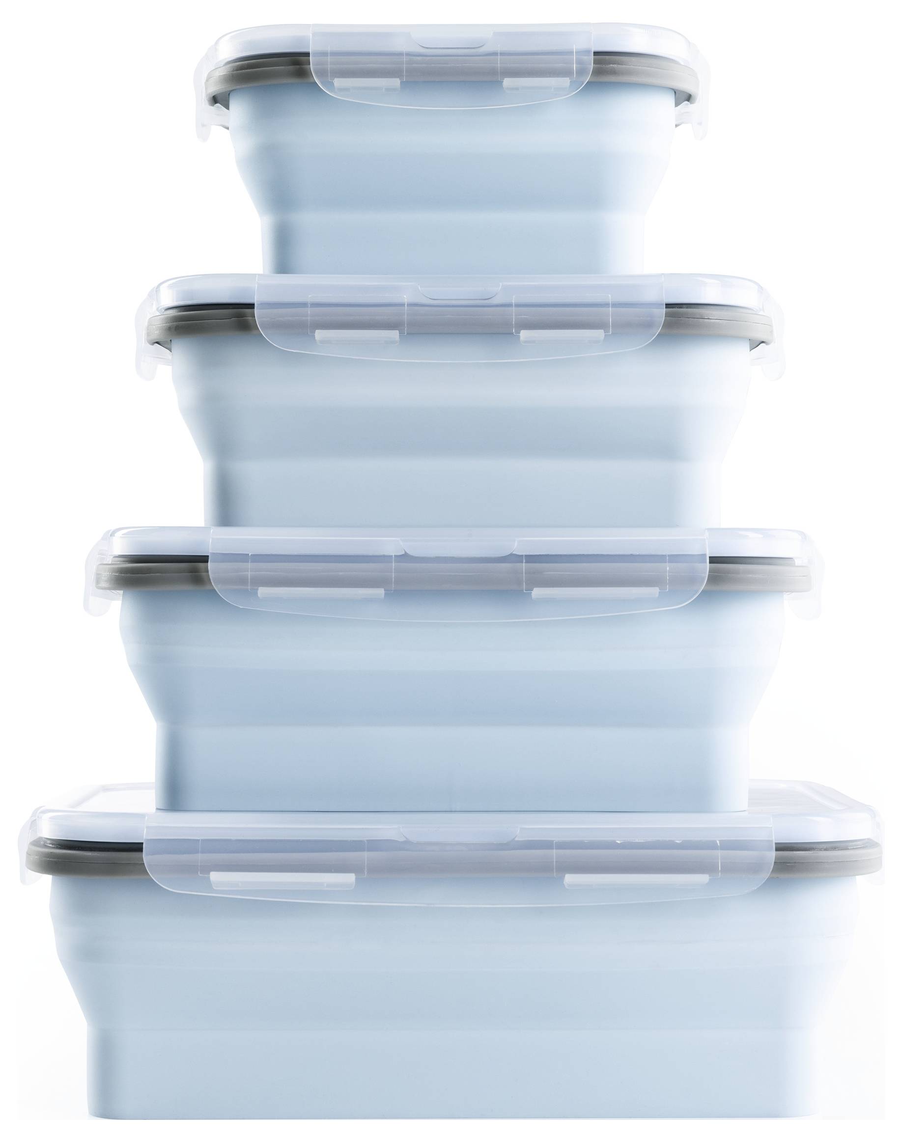 GourmetMaxx Aufbewahrungsbehälter 4er Set Silikon Hellblau 15096