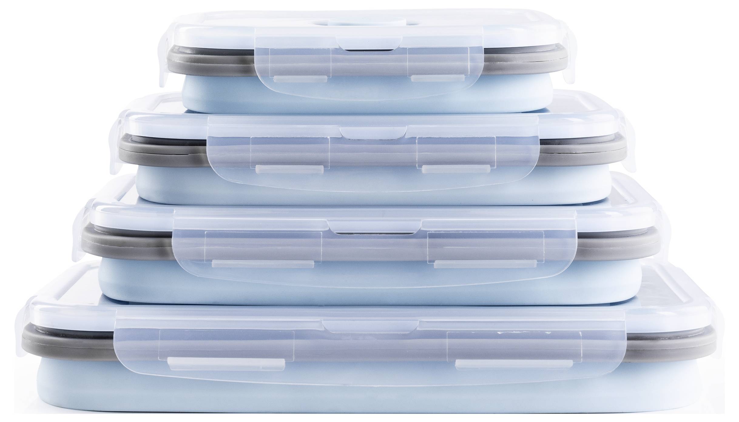 GourmetMaxx Aufbewahrungsbehälter 4er Set Silikon Hellblau 15096