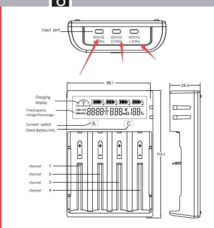 ICU SmartCharger Ladegerät LiIon, NiMH, NiCd 14500, 16340, 18350, 18650, 21700, 26650
