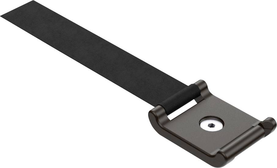 Flacher Metallwinkelhalter mit schwarzem Band.