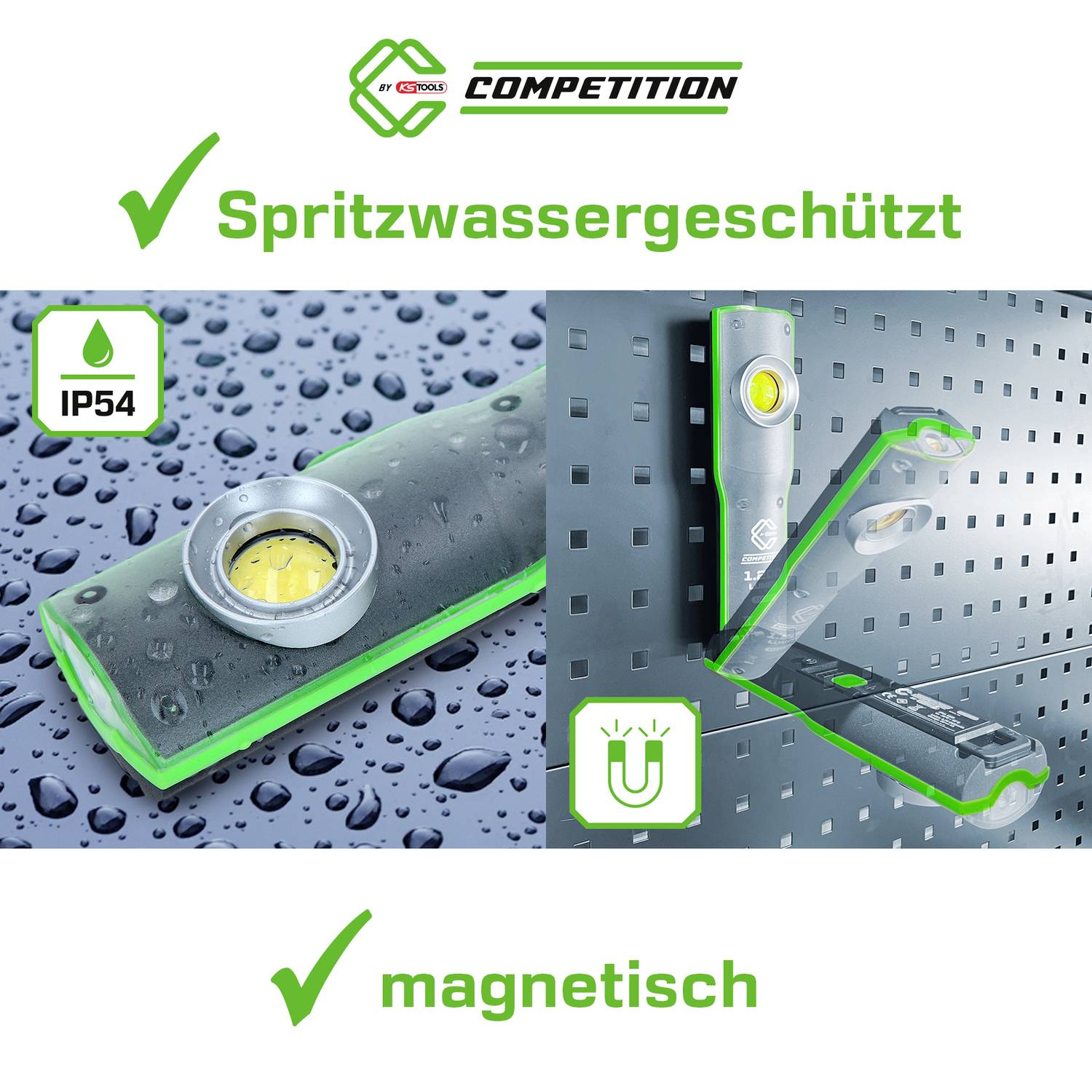 KS Tools 512.4510 COMPETITION LED-Arbeitsleuchte, dimmbar, 1200 Lumen, mit Ladestation 2021 Energieeffizienzklasse n.rel