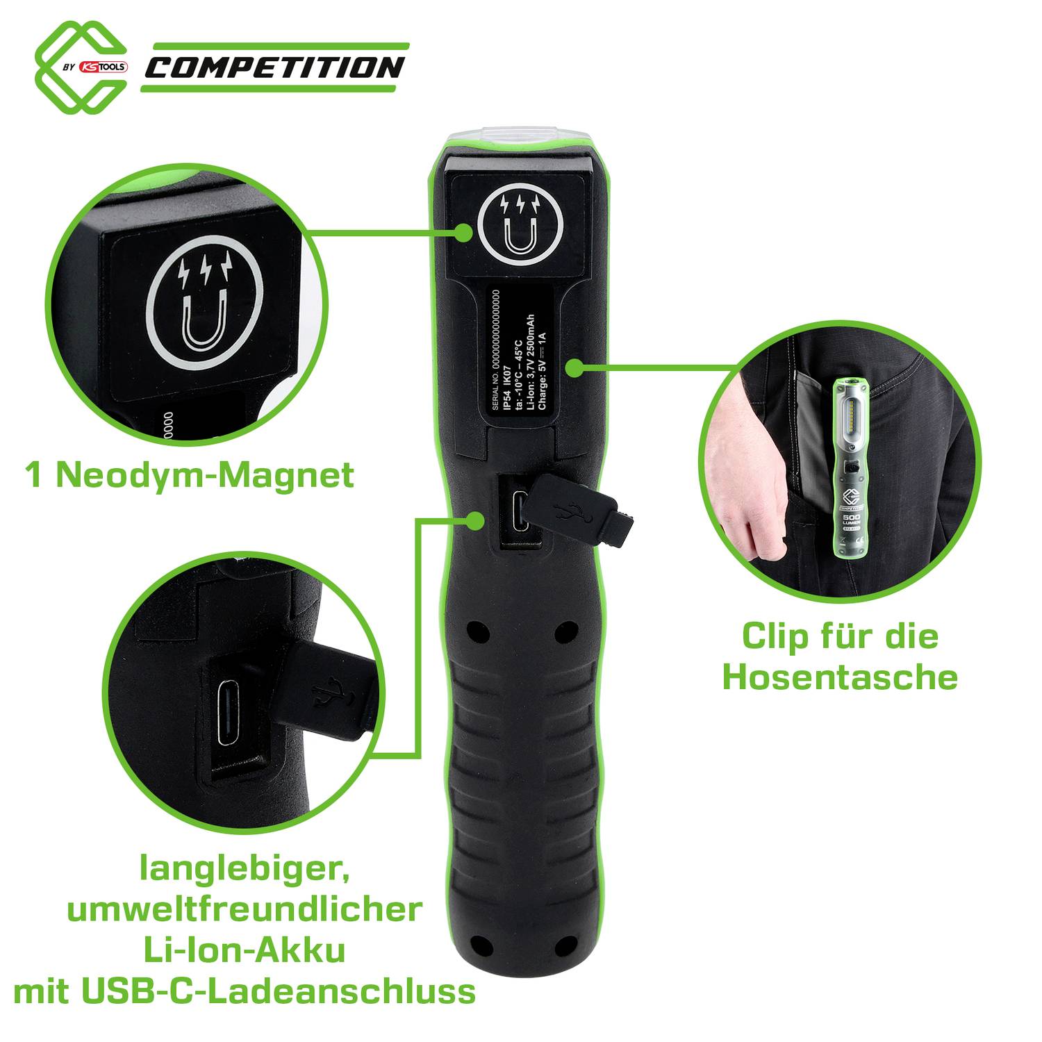 KS Tools 512.4515 COMPETITION LED-Arbeitsleuchte 500 Lumen 2021 Energieeffizienzklasse n.rel