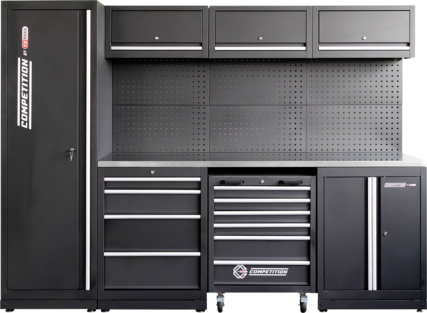 KS Tools 512.6000 COMPETITION Werkstatt-Schranksystem mit Edelstahlplatte