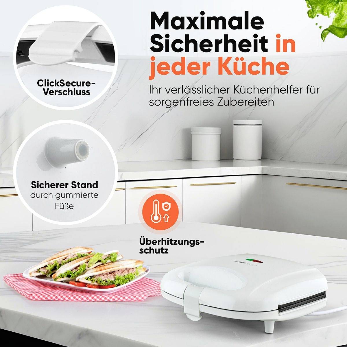 Küchengerät mit Überhitzungsschutz. Merkmale: ClickSecure-Verschluss und gummierte Füße. Verlässlicher Helfer für sichere Zubereitungen.