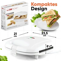 Clatronic ST 3813 Sandwich-Toaster Automatische Temperaturanpassung, Antihaftbeschichtung Weiß Clatronic ST 3813 Sandwich-Toaster Automatische Temperaturanpassung, Antihaftbeschichtung Weiß