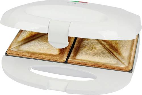 Clatronic ST 3813 Sandwich-Toaster Automatische Temperaturanpassung, Antihaftbeschichtung Weiß
