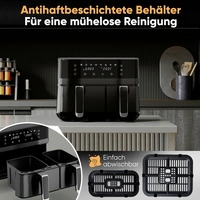 Profi Cook PC-FR 1295 H Heißluft-Fritteuse 9 l 2700 W 2 getrennte Temperaturregler Schwarz, Inox Profi Cook PC-FR 1295 H Heißluft-Fritteuse 9 l 2700 W 2 getrennte Temperaturregler Schwarz, Inox