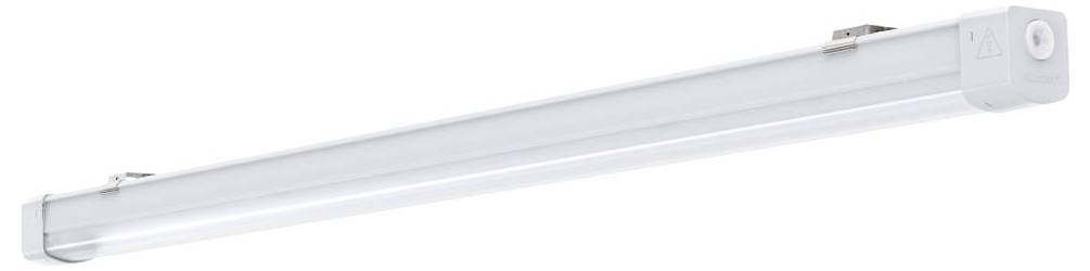 Eine Leuchtstoffröhre mit weißem Gehäuse, die üblicherweise für helle Innenbeleuchtung in Büros und Wohnungen verwendet wird.