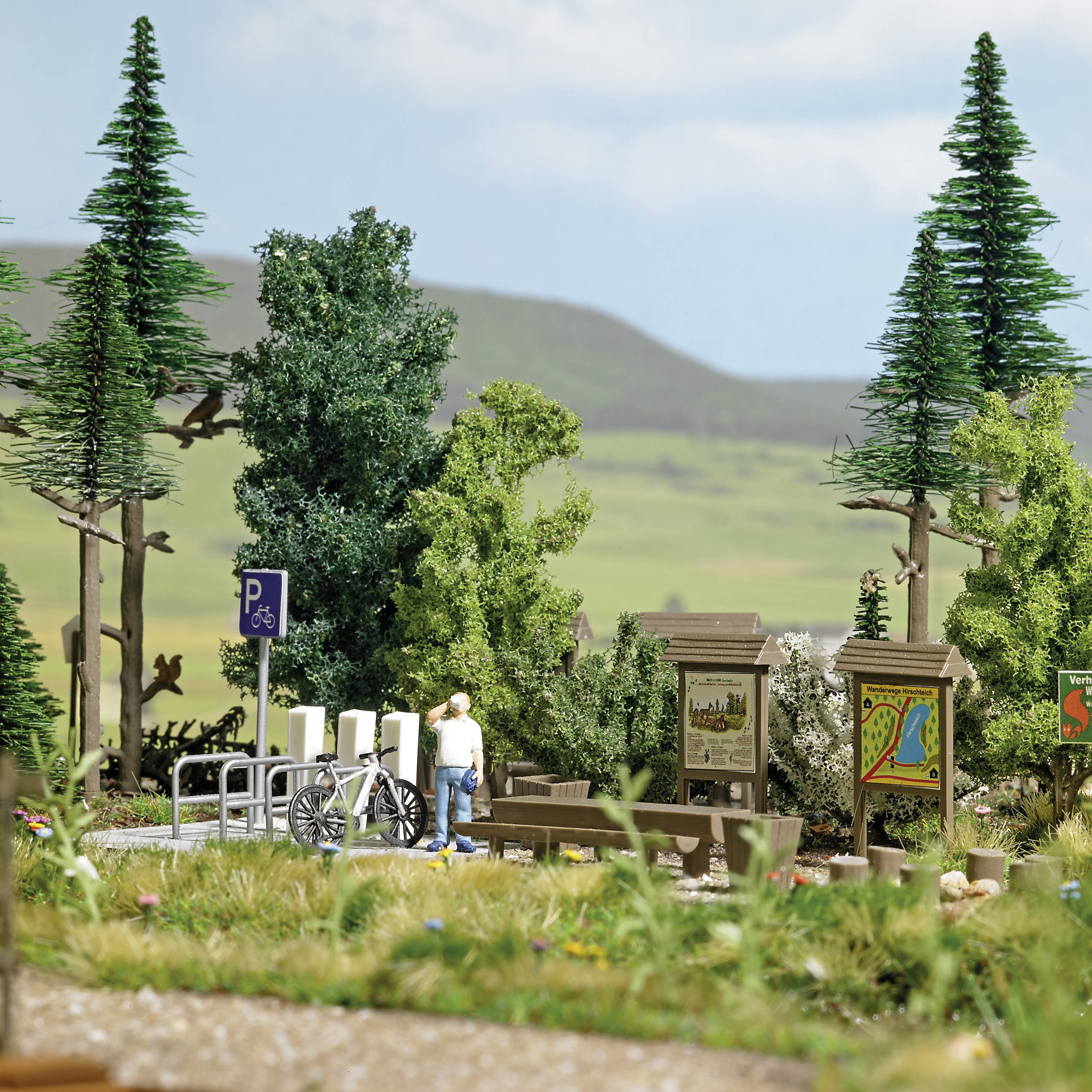 Busch H0 Action Set E-Biker Rast Bausatz