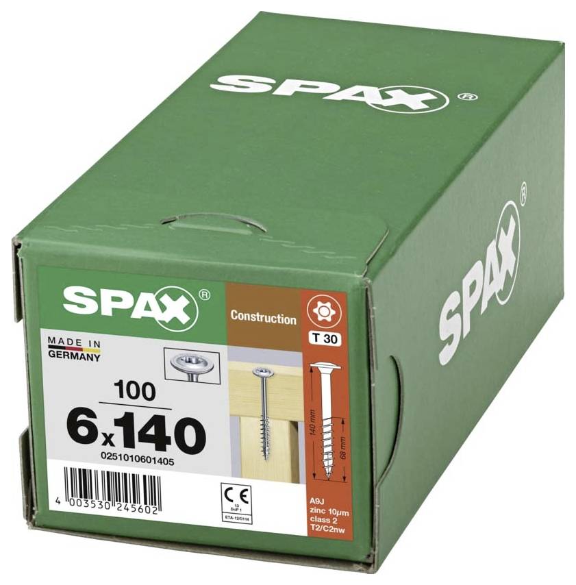 SPAX 0251010601405 Holzschraube 6mm 140mm T-STAR plus Stahl WIROX 100St.