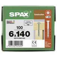 SPAX 0251010601405 Holzschraube 6 mm 140 mm T-STAR plus Stahl WIROX 100 St. SPAX 0251010601405 Holzschraube 6 mm 140 mm T-STAR plus Stahl WIROX 100 St.