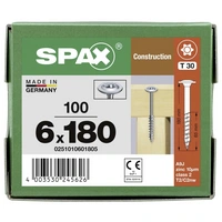 SPAX 0251010601805 Holzschraube 6 mm 180 mm T-STAR plus Stahl WIROX 100 St. SPAX 0251010601805 Holzschraube 6 mm 180 mm T-STAR plus Stahl WIROX 100 St.