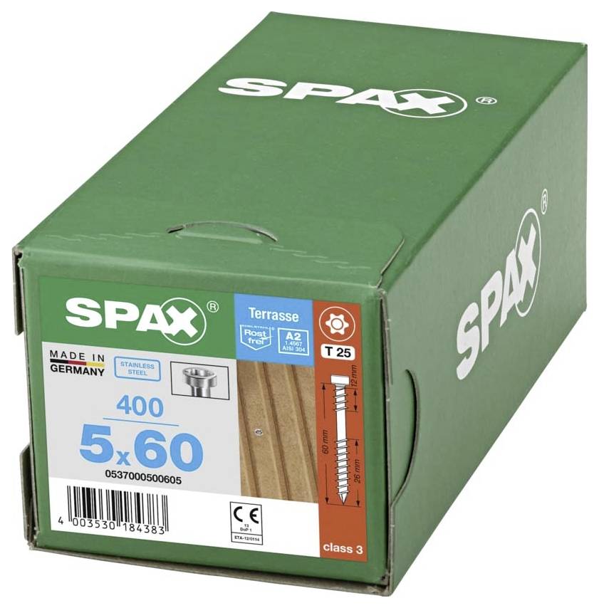 SPAX 0537000500605 Holzschraube 5mm 60mm T-STAR plus Edelstahl A2 400St.
