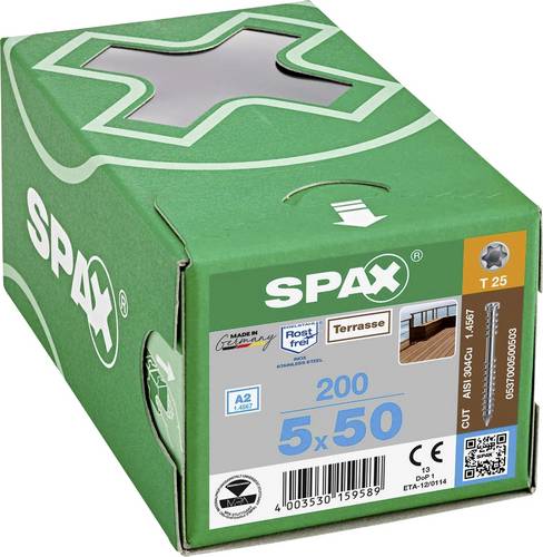 SPAX 0537000500503 Holzschraube 5 mm 50 mm T-STAR plus Edelstahl A2 200 St.