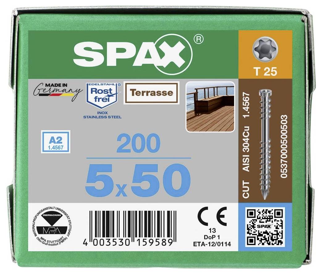 SPAX 0537000500503 Holzschraube 5mm 50mm T-STAR plus Edelstahl A2 200St.