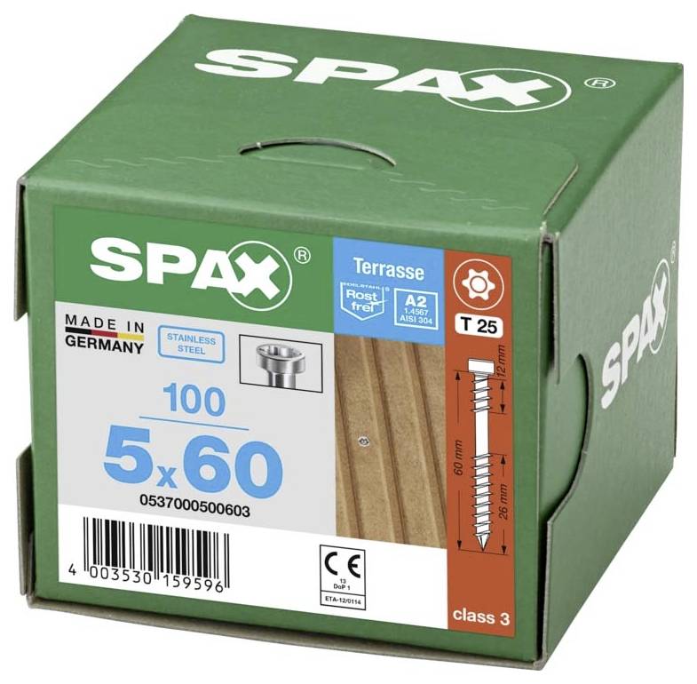 SPAX 0537000500603 Holzschraube 5mm 60mm T-STAR plus Edelstahl A2 100St.