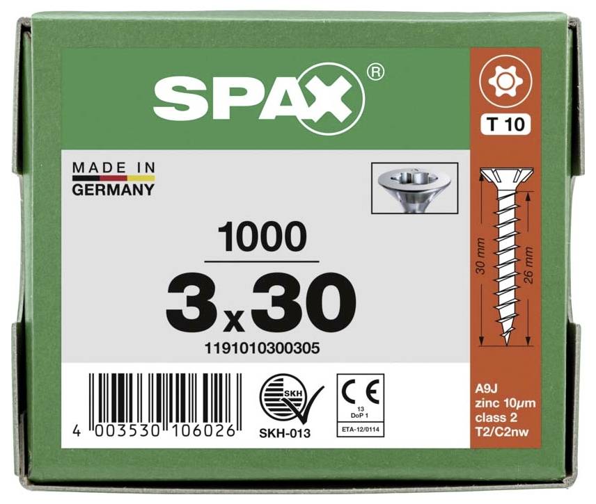 SPAX 1191010300305 Holzschraube 3mm 30mm T-STAR plus Stahl WIROX 1000St.