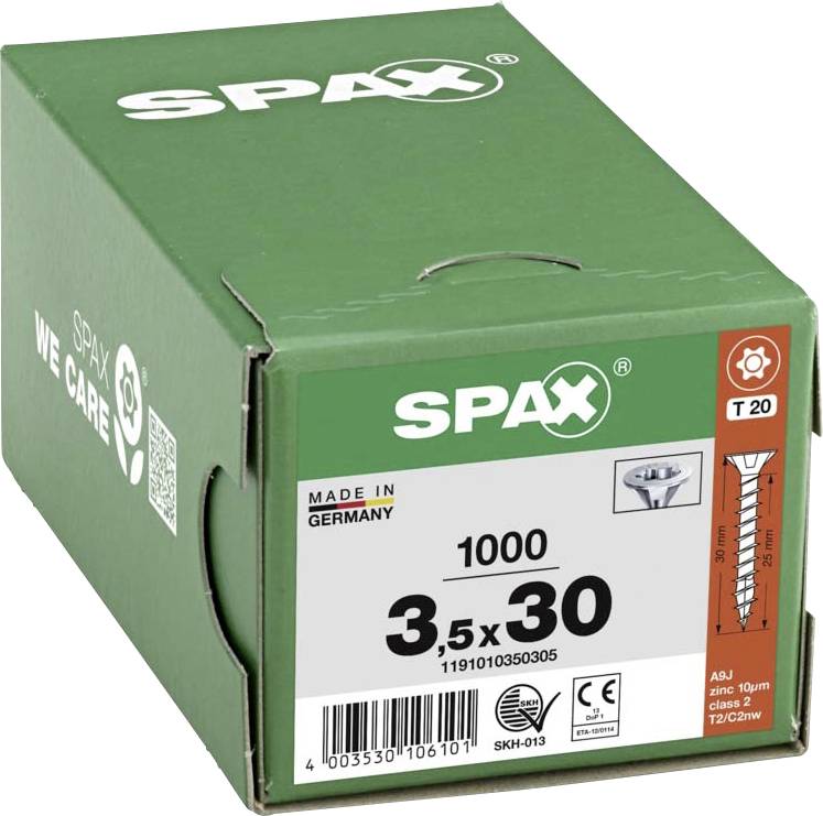 SPAX 1191010350305 Holzschraube 3.5 mm 30 mm T-STAR plus Stahl WIROX 1000 St.