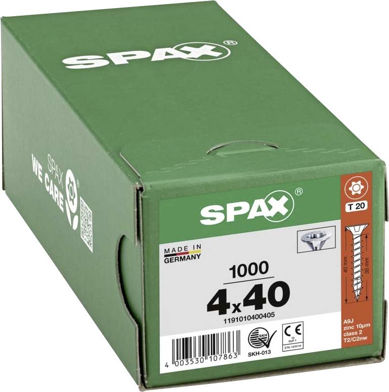 SPAX 1191010400405 Holzschraube 4 mm 40 mm T-STAR plus Stahl WIROX 1000 St.
