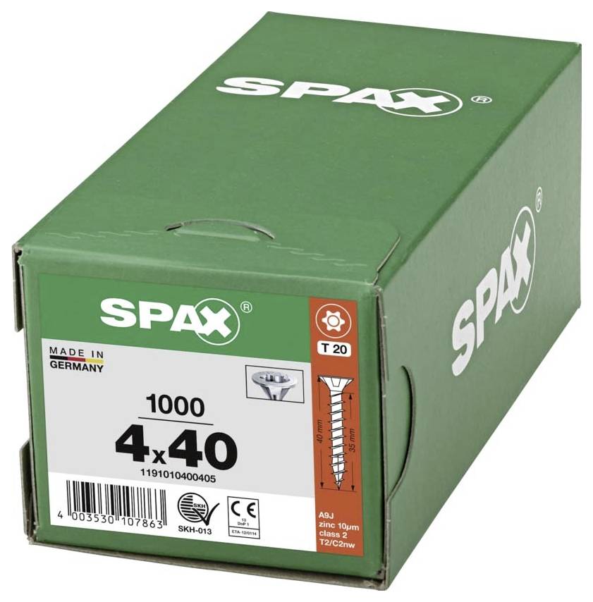 SPAX 1191010400405 Holzschraube 4 mm 40 mm T-STAR plus Stahl WIROX 1000 St.