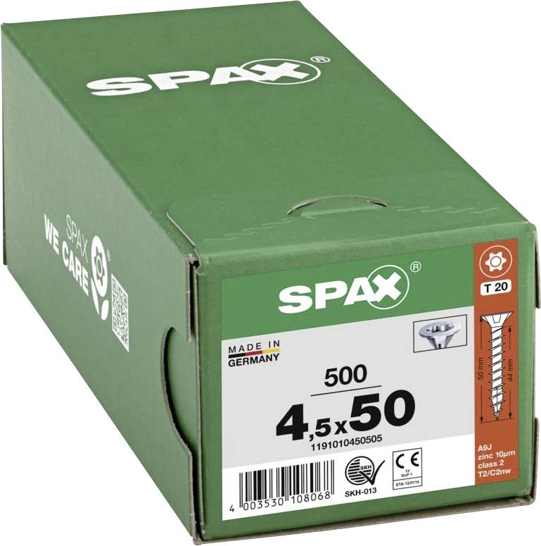 SPAX 1191010450505 Holzschraube 4.5mm 50mm T-STAR plus Stahl WIROX 500St.