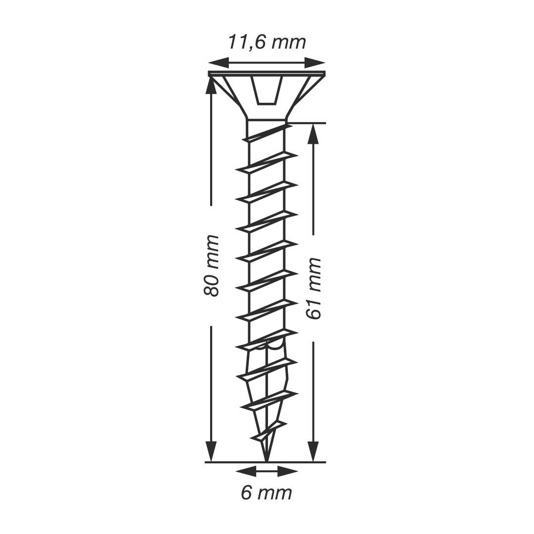 SPAX 1191010600805 Holzschraube 6mm 80mm T-STAR plus Stahl WIROX 200St.